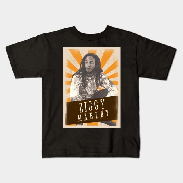 Vintage Aesthetic Ziggy Marley Reggae Kids T-Shirt by SkulRose